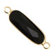 Crystal glass connector oblong oval 29mm Black-Gold